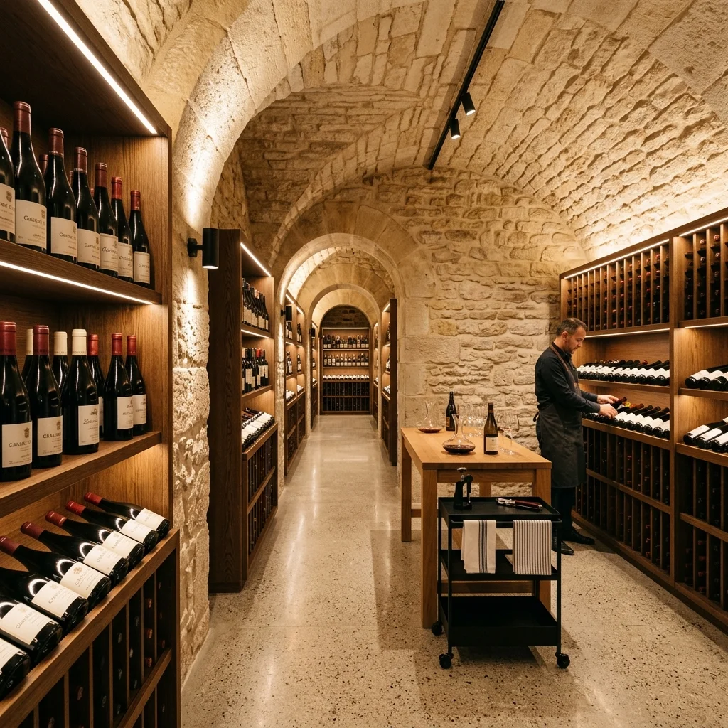 Intérieur de cave en pierre sèche et propre